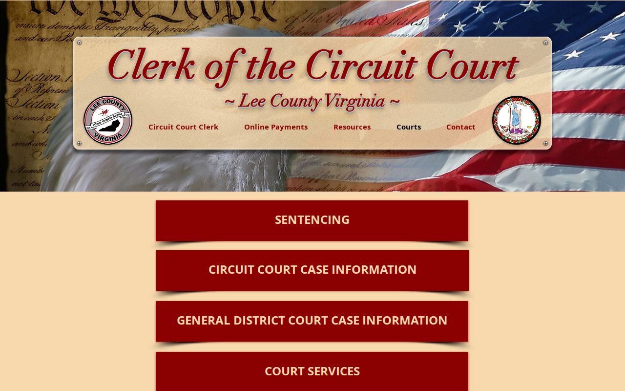 Lee County warrant search, Circuit Clerk court resource page